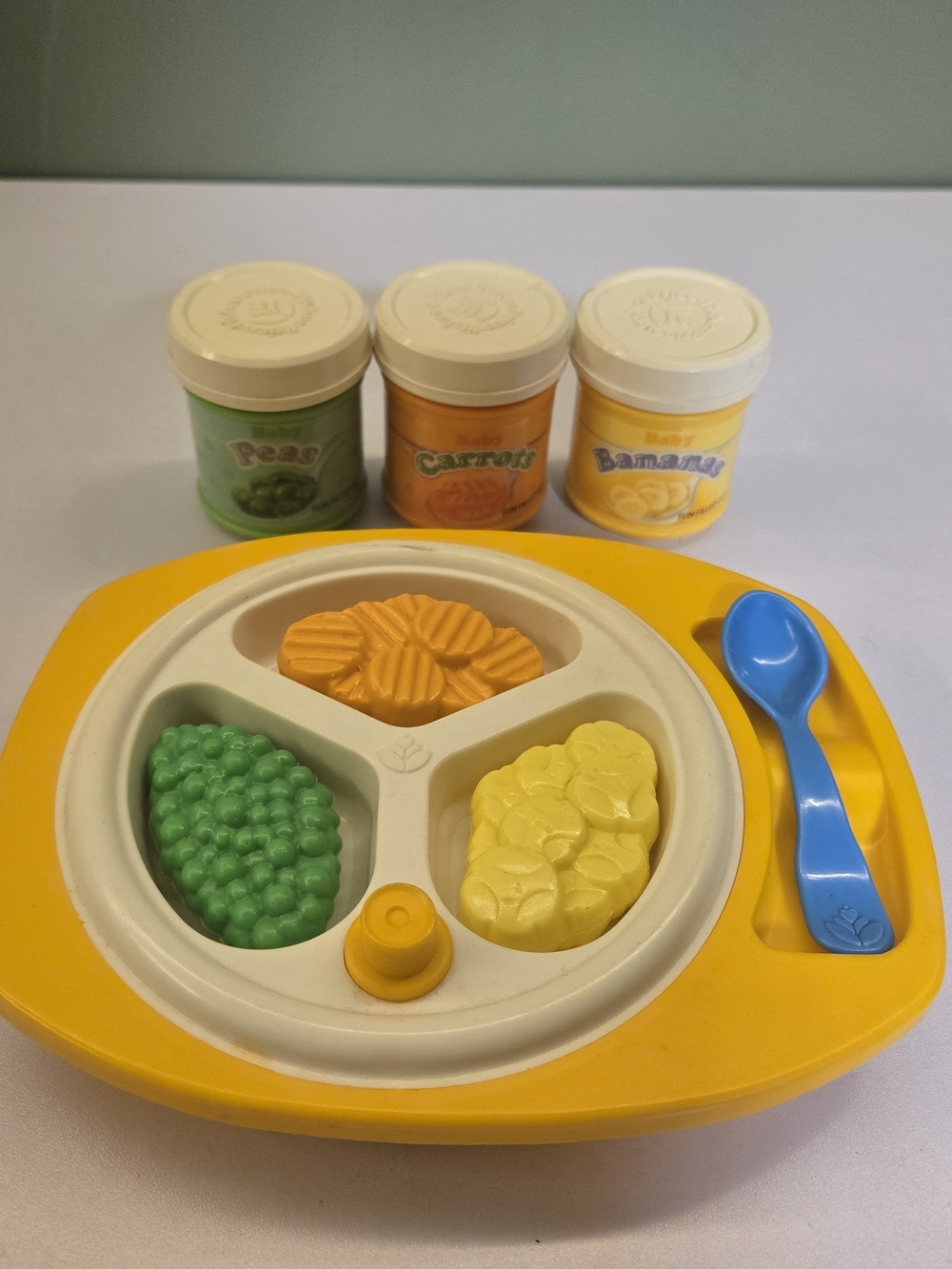 Kids Play Meal Set with Yellow Plate and Blue Spoon